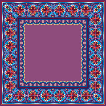 Vector abstract decorative nature ethnic ornamental illustration. Colorful borderのイラスト素材