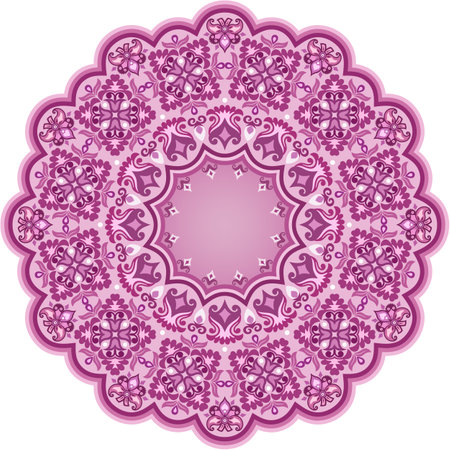 Vector abstract decorative round floral ethnic ornamental illustrationのイラスト素材