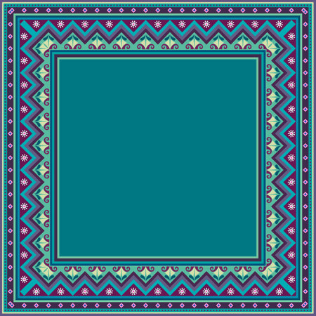 Vector abstract decorative nature ethnic ornamental illustration. Colorful borderのイラスト素材