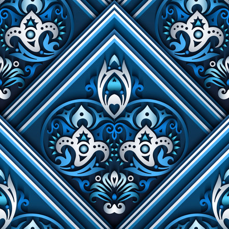 Vector abstract decorative ethnic ornamental seamless pattern. Colorful gradient tile backgroundのイラスト素材