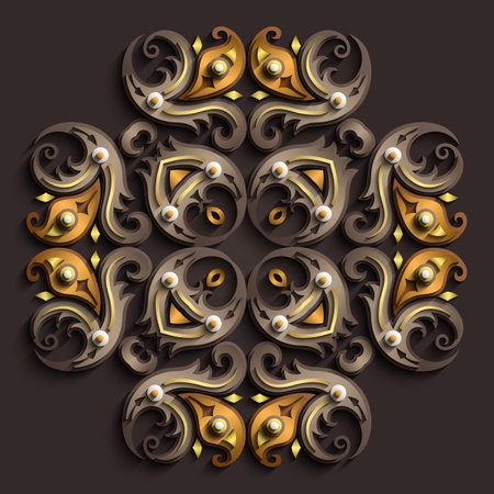 Abstract vector ornamental nature vintage papercut floral lace element. Trendy craft style illustrationのイラスト素材