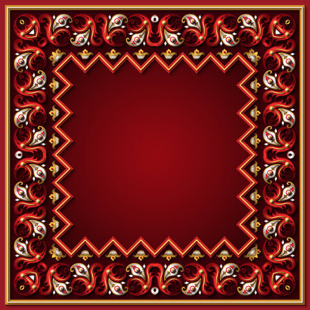 Vector abstract ornamental nature vintage frame. Modern color volumetric floral elements. Trendy craft style illustrationのイラスト素材