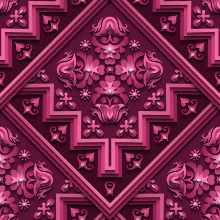 Vector abstract decorative ethnic ornamental seamless pattern. Colorful gradient tile backgroundのイラスト素材