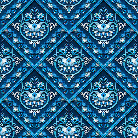 Vector abstract decorative ethnic ornamental seamless pattern. Colorful gradient tile backgroundのイラスト素材