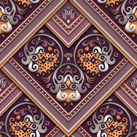Vector abstract decorative ethnic ornamental seamless pattern. Colorful gradient tile backgroundのイラスト素材