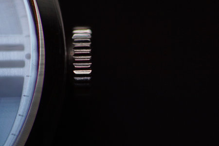 Close up shot on a self-winding watch crown.の写真素材