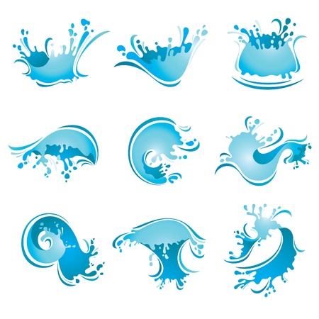 Splashing Waves and Waterのイラスト素材