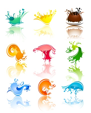 Splash colors Waves and Water with reflectionのイラスト素材