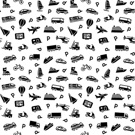 Seamless background, transport icons, wallpaperのイラスト素材