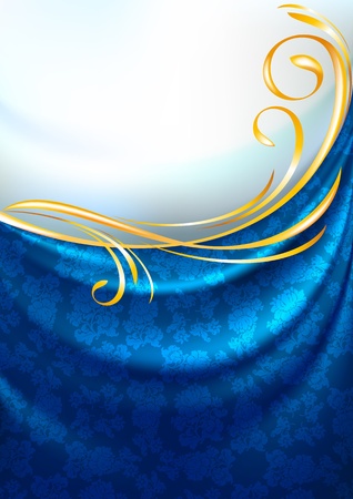 Fabric curtain, background, gold vignetteのイラスト素材