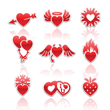 Set icons of Valentine's day red hearts signsのイラスト素材