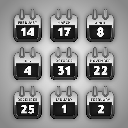 Set Web Calendar Icons. Internet &amp, Website Holidays buttonsのイラスト素材