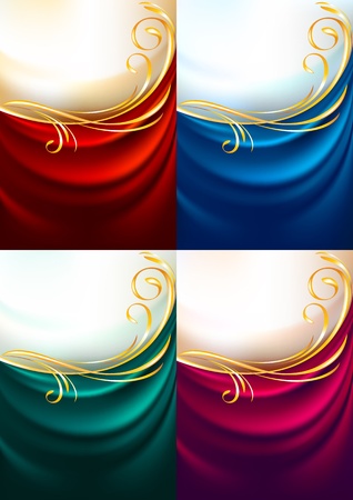 Set color fabric curtain, holiday backgroundのイラスト素材