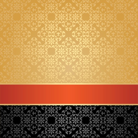 Seamless pattern, floral decorative background, orange ribbonのイラスト素材