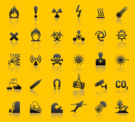 Set hazard warning symbolsのイラスト素材