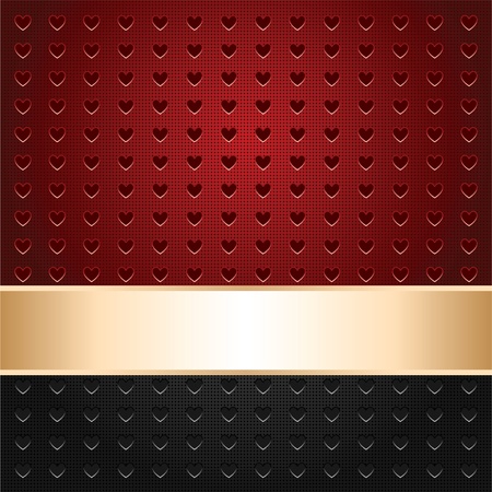 Background perforated in shape heart, template surface, gold ribbonのイラスト素材