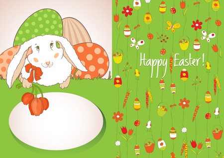 Green card with Easter eggsのイラスト素材