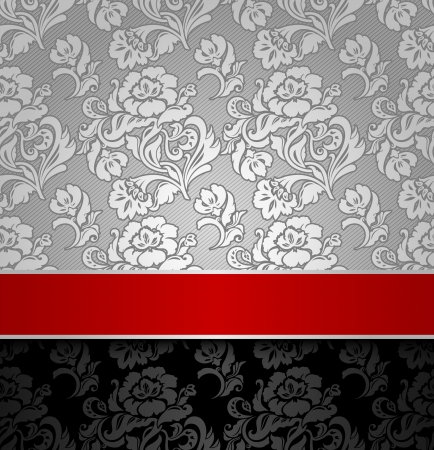 seamless decorative background silver with a red ribbonのイラスト素材