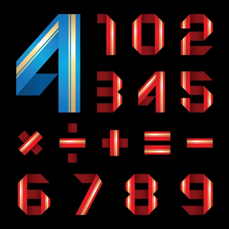 ABC font from coloured paper ribbon - set numeralsのイラスト素材