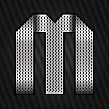 Letter metal chrome ribbon - Mのイラスト素材