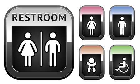 Restroom symbol, metallic buttonのイラスト素材