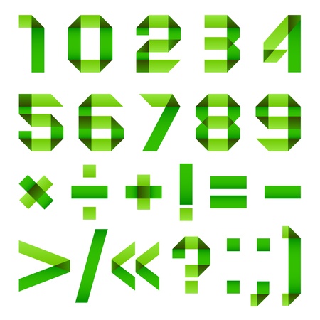 Font folded from green paper - Arabic numeralsのイラスト素材