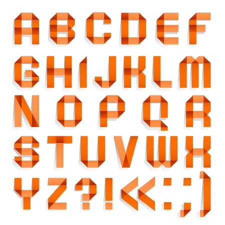 Alphabet folded of colored paper - Orange lettersのイラスト素材