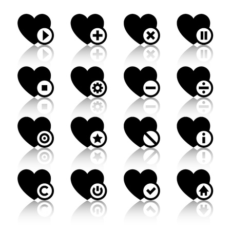 Icons set - black heartsのイラスト素材