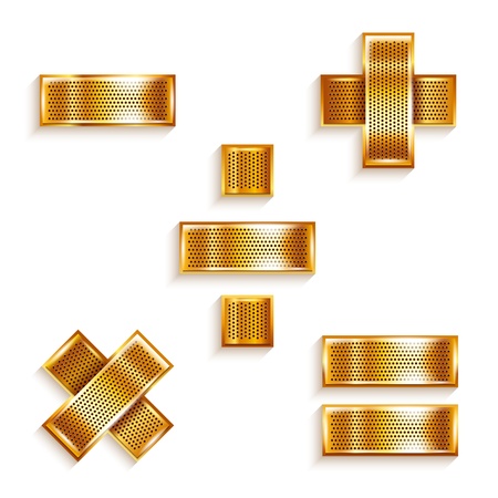 Letter metal gold ribbon Mathematical signsのイラスト素材