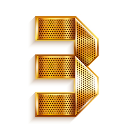 Number metal gold ribbon - 3 - threeのイラスト素材