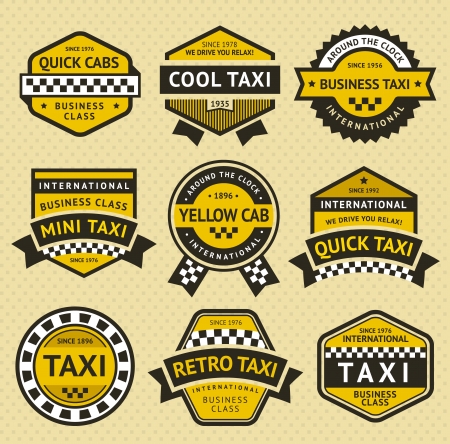 Taxi cab set insignia, vintage styleのイラスト素材