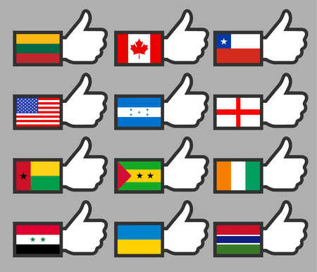 Flags in the Thumbs up-01, flat illustrationのイラスト素材