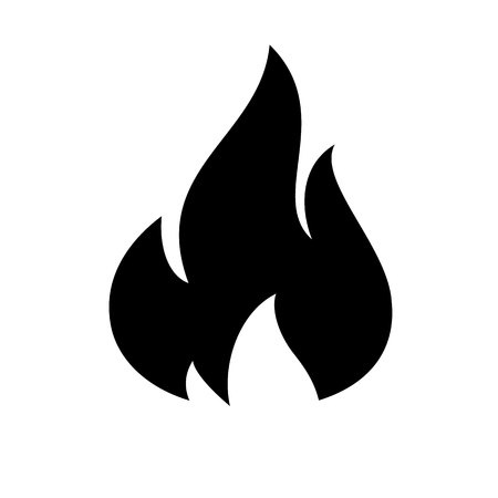 Fire flame icon, black icon isolated on white backgroundのイラスト素材