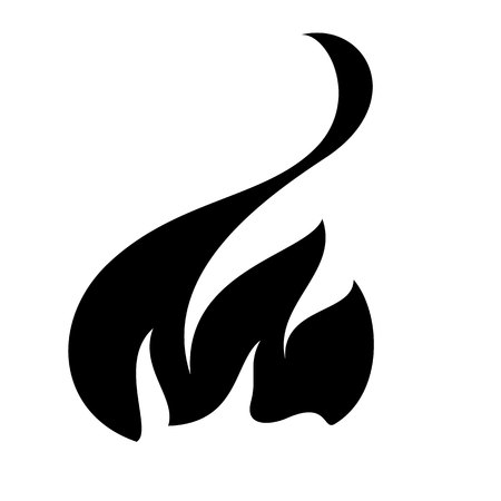 fire flame icon, black icon isolated on white backgroundのイラスト素材