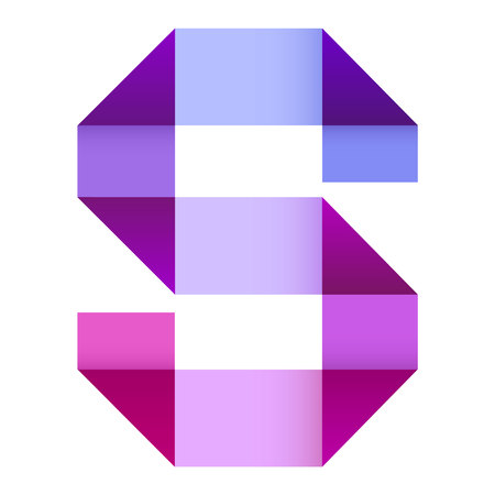 Bright letter folded of paper ribbon colour. creative design elementのイラスト素材