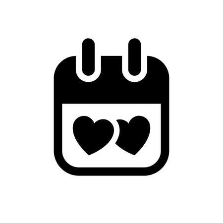 Love symbol. Valentine's Day sign, black emblem isolated on white background, flat style.のイラスト素材