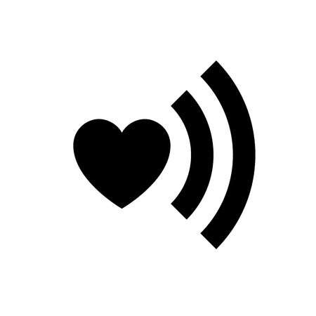 Love symbol. Valentine's Day sign, black emblem isolated on white background, flat style.のイラスト素材