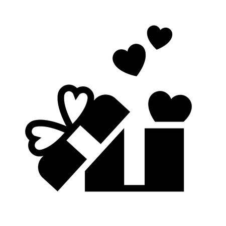 Love symbol. Valentine's Day sign, black emblem isolated on white background, flat style.のイラスト素材