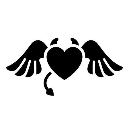 Love symbol. Valentine's Day sign, black emblem isolated on white background, flat style.のイラスト素材