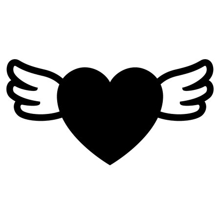 Love symbol. Valentine's Day sign, black emblem isolated on white background, flat style.のイラスト素材