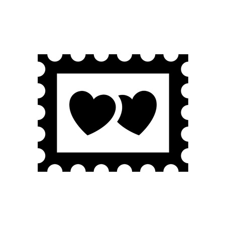 Love symbol. Valentine's Day sign, black emblem isolated on white background, flat style.のイラスト素材