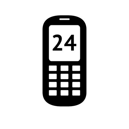 Black  mobile phone icon isolated on white background, flat style.のイラスト素材