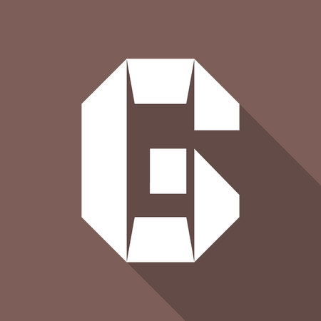 Alphabet paper cut white letter G, on color squareのイラスト素材