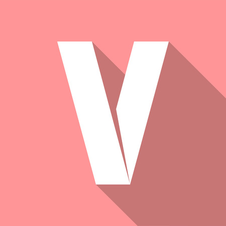 Alphabet paper cut white letter V, on color squareのイラスト素材