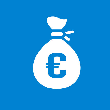 White money bag on a blue square Vector illustration.のイラスト素材