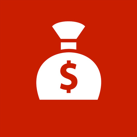 White money bag on a red square Vector illustration.のイラスト素材