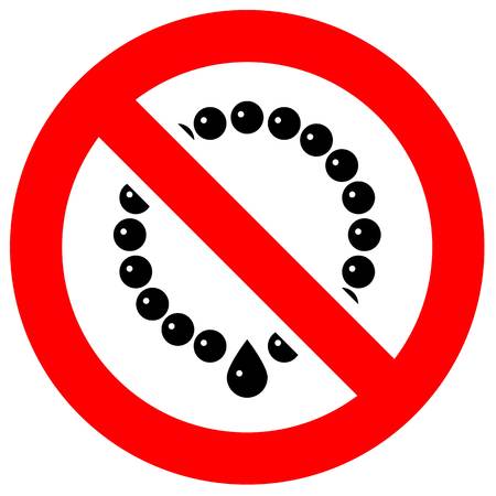 Prohibition sign. Black forbidden symbol in red round shapeのイラスト素材