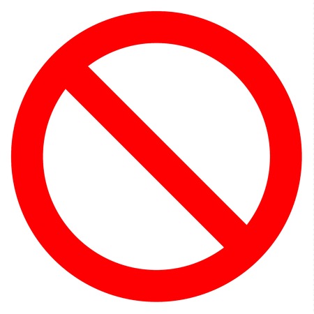 Prohibition sign. Black forbidden symbol in red round shapeのイラスト素材