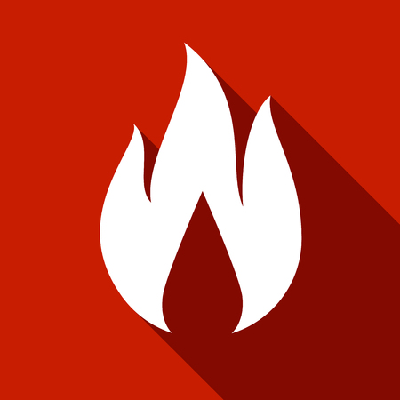Fire, flames icons with shadow on a square shape illustration.のイラスト素材