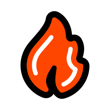 Fire flames, red stylized icon with outline black, vector illustrationのイラスト素材